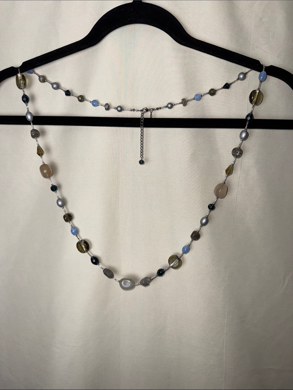 Premier Designs Foiled Art Glass Quartz And Faceted Crystal Beads 42” Necklace